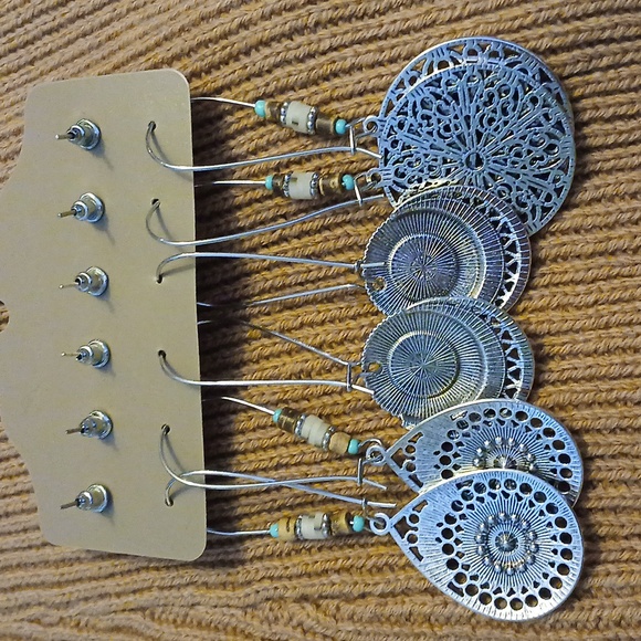 Bundle of six fashion earrings Silverstone turquoise color - Picture 7 of 7